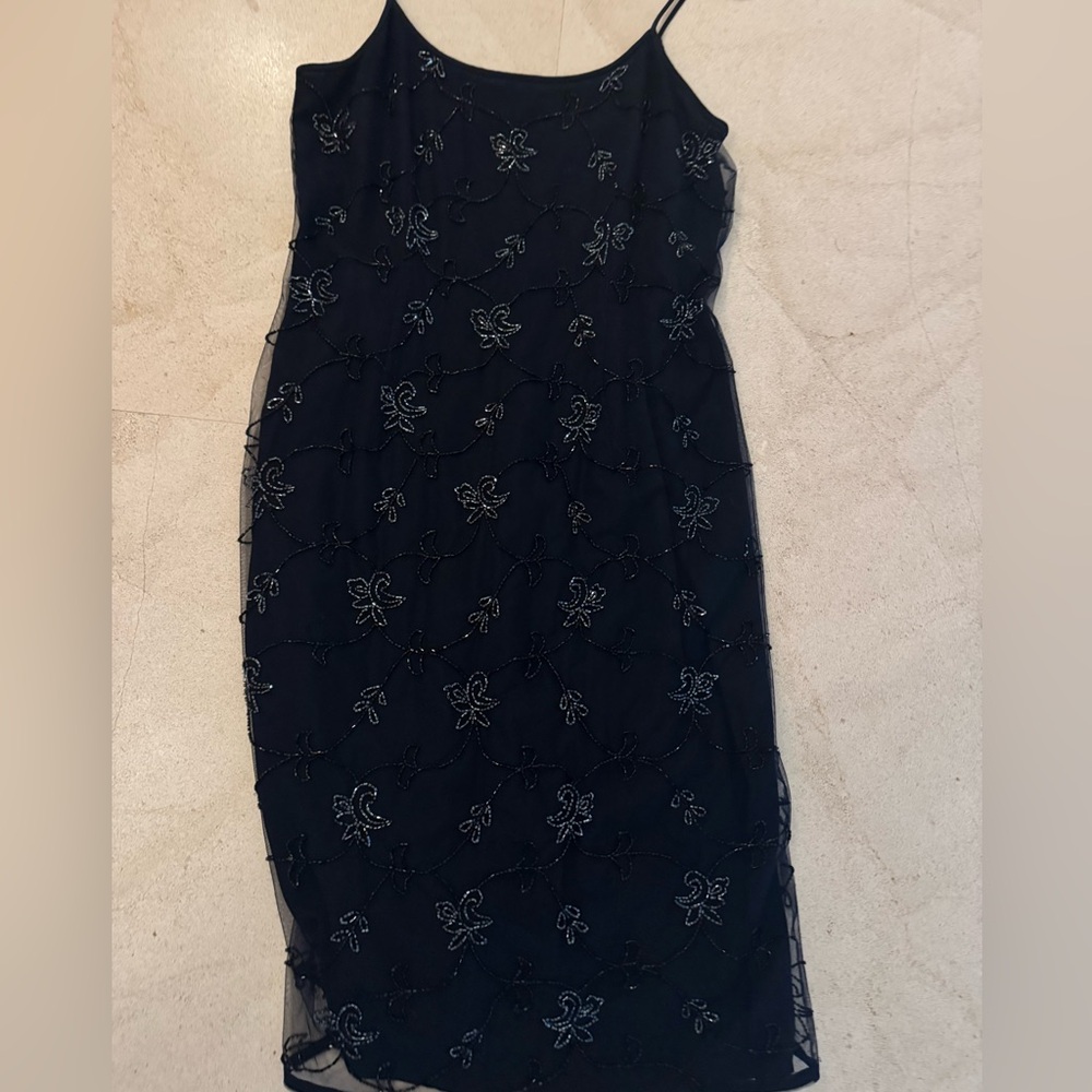 Armani size 6 beaded navy dress.